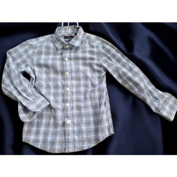 * SWISS CROSS Blue Plaid Long Sleeved Button Front Shirt Boys Size 7 - Picture 1 of 3